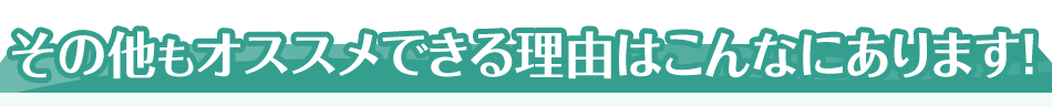 その他もオススメできる理由はこんなにあります！