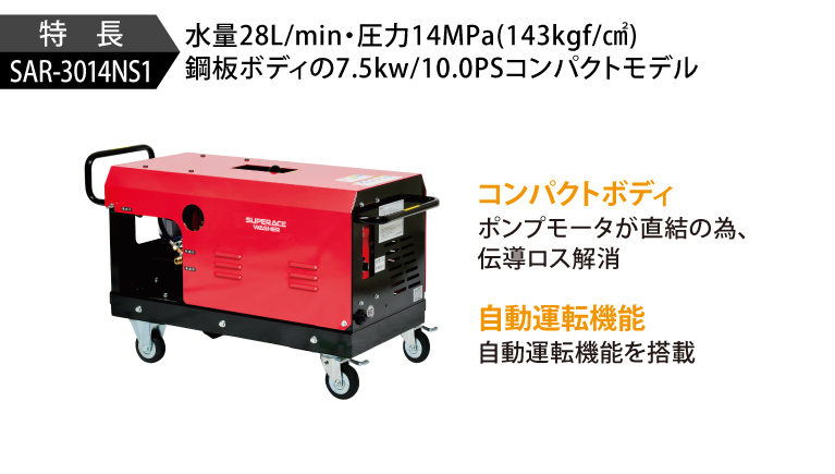 SAR-3014NS1［50Hz］ | 200V外部吸水型タンクレスモデル | 高圧洗浄機 
